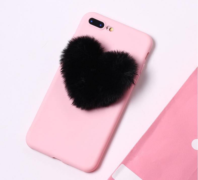 Lovely 3D Furry Love Hearts Cute hair Phone Case For iphone 7 to 12 Pro max - CASEToK - Show Your True Colours