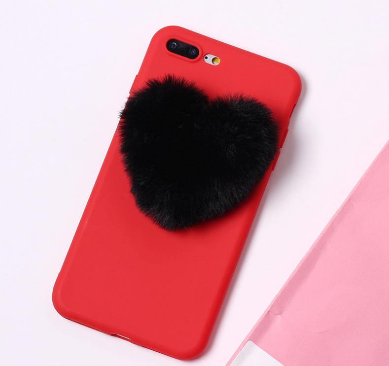 Lovely 3D Furry Love Hearts Cute hair Phone Case For iphone 7 to 12 Pro max - CASEToK - Show Your True Colours