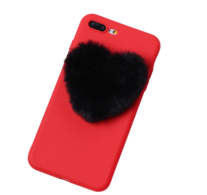 Lovely 3D Furry Love Hearts Cute hair Phone Case For iphone