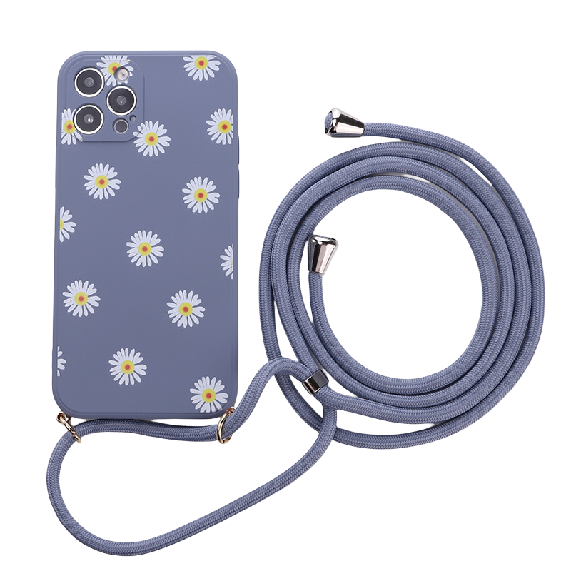 Liquid Silicone Lanyard Floral Phone Case