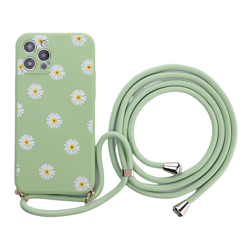 Liquid Silicone Lanyard Floral Phone Case