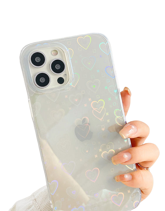 Laser Hearts with Rainbow Colors iPhone Case - CaseTok